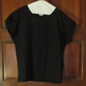 Black Short Sleeve Top Shell Blouse R&J Medium